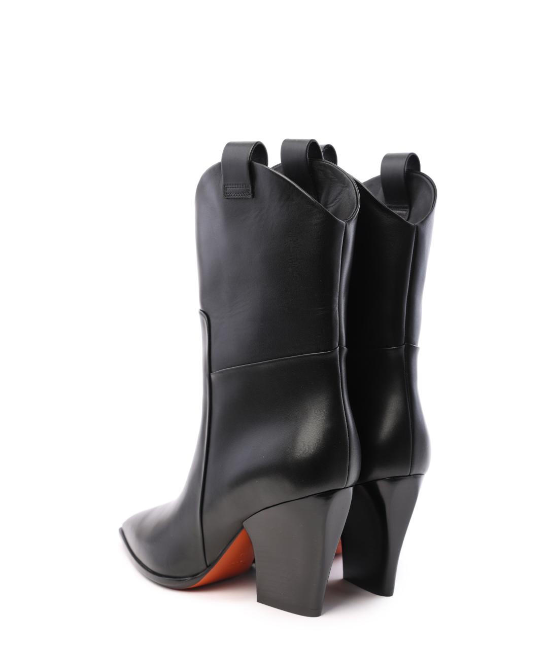 SANTONI Черные кожаные сапоги, фото 3