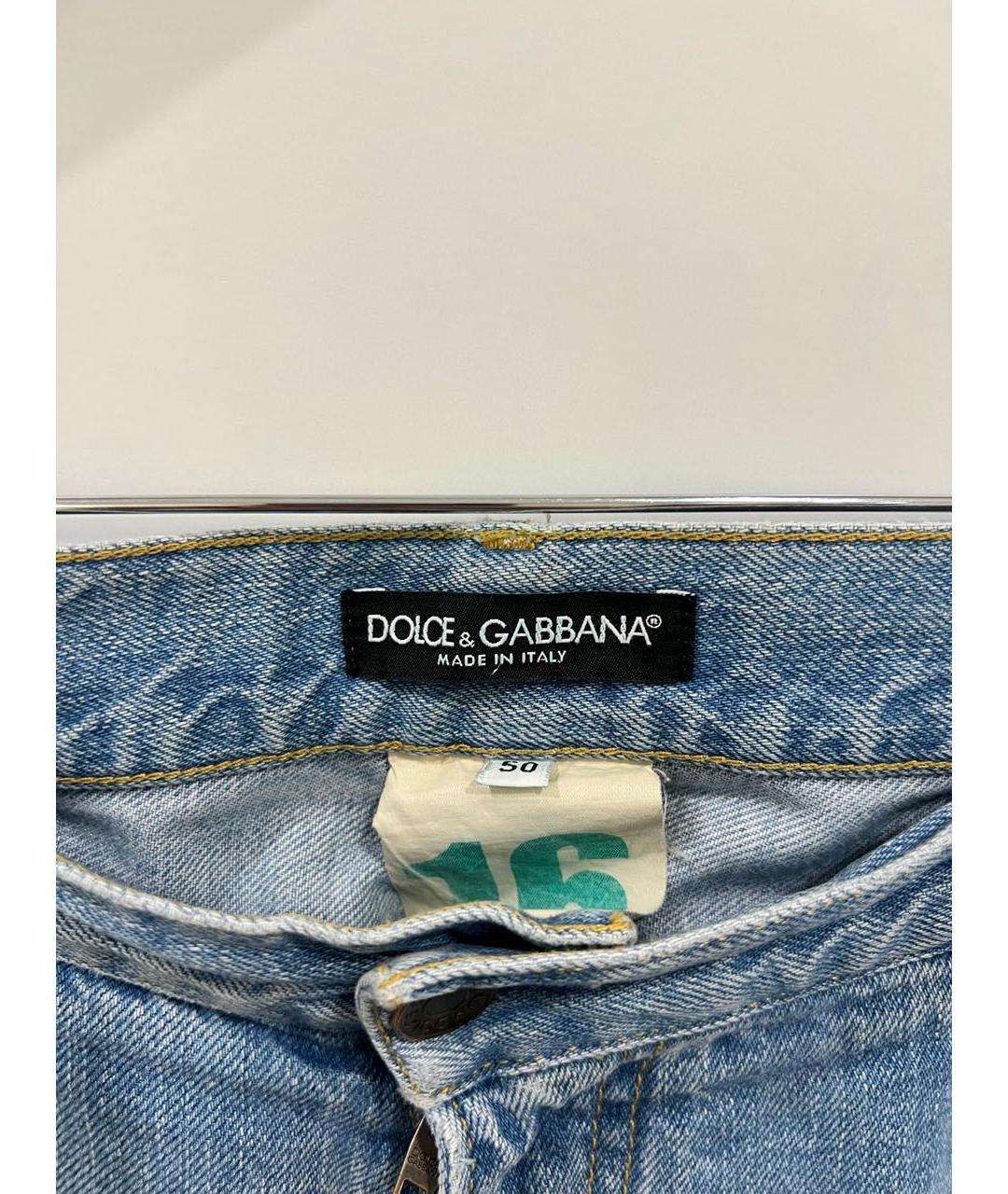 DOLCE&GABBANA Голубые хлопковые прямые джинсы, фото 4