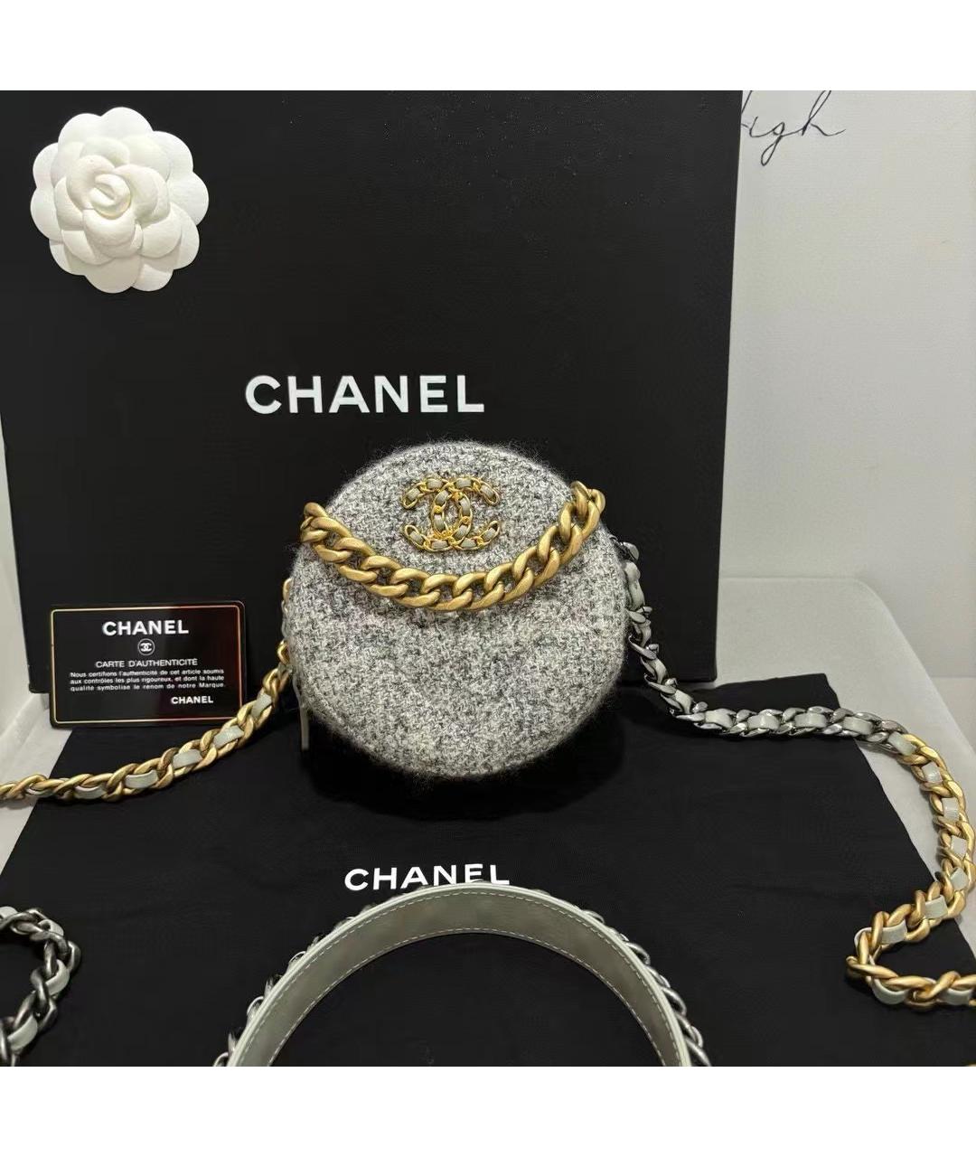 CHANEL Серая твидовая сумка через плечо, фото 4