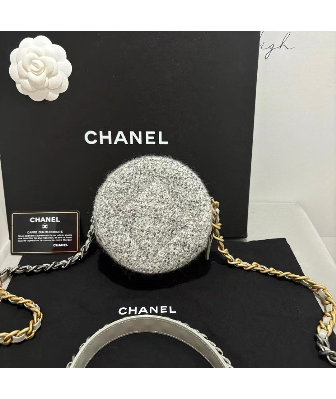 CHANEL Серая твидовая сумка через плечо, фото 3