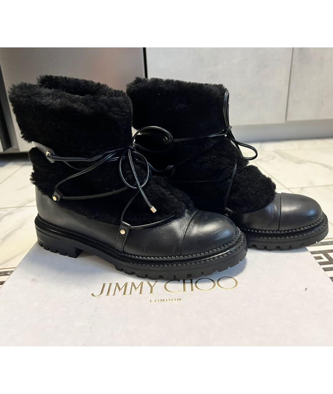 JIMMY CHOO Черные кожаные ботинки, фото 8