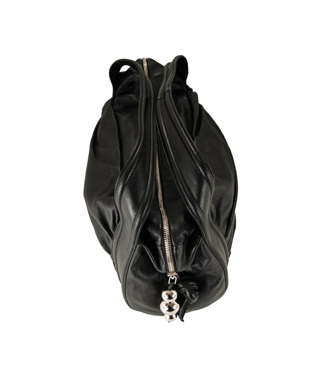 SERGIO ROSSI Черная кожаная дорожная/спортивная сумка, фото 3