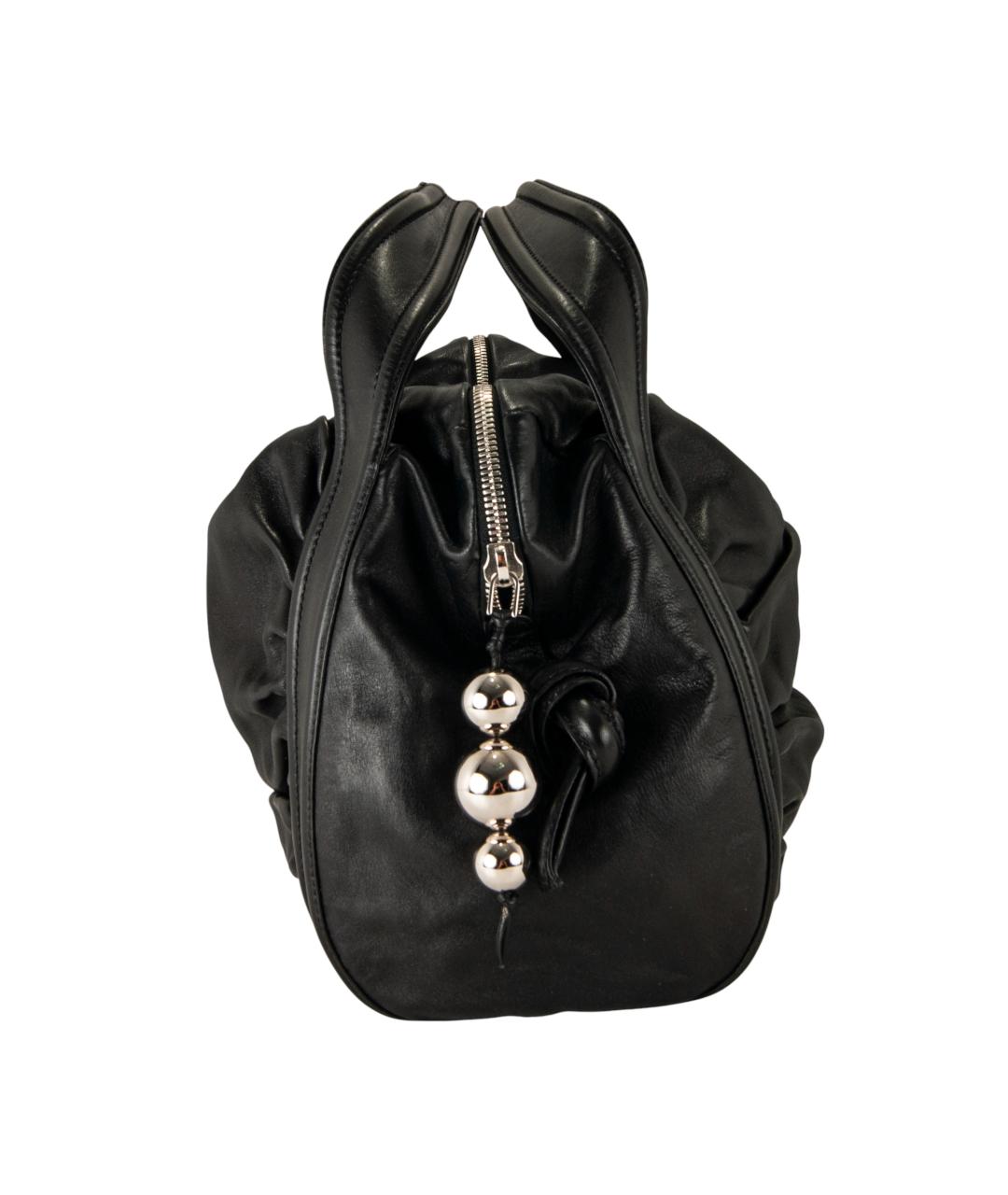 SERGIO ROSSI Черная кожаная дорожная/спортивная сумка, фото 2