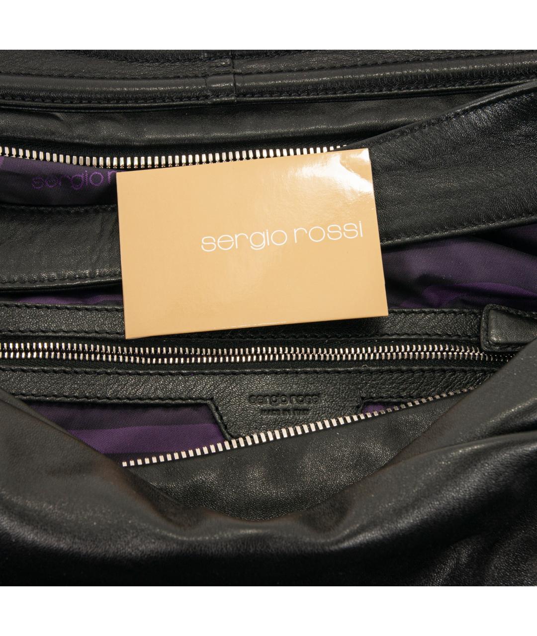 SERGIO ROSSI Черная кожаная дорожная/спортивная сумка, фото 6