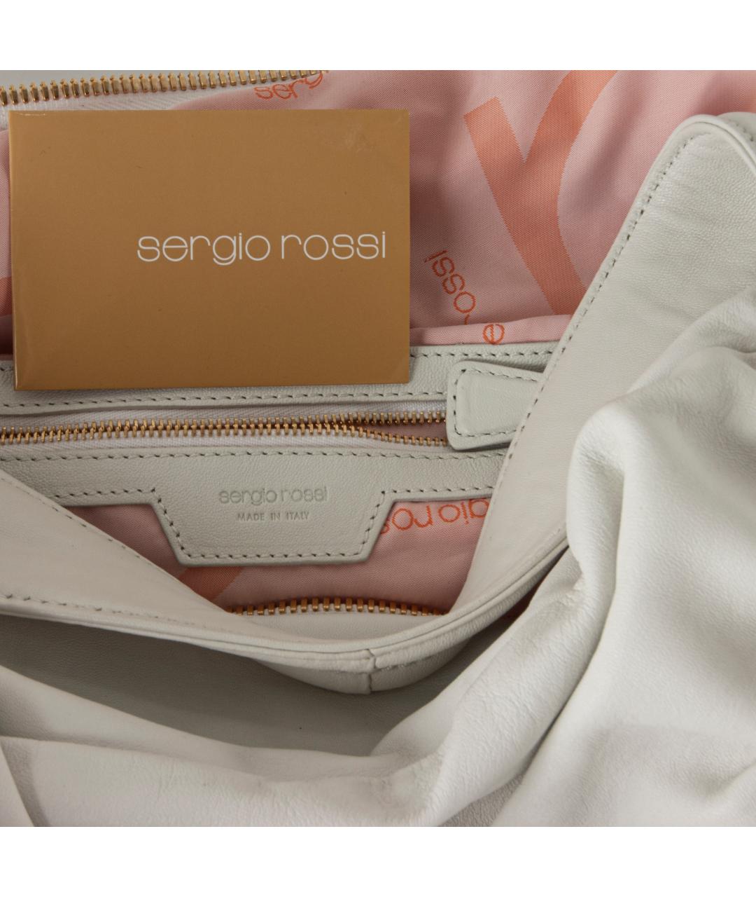 SERGIO ROSSI Белая кожаная дорожная/спортивная сумка, фото 6
