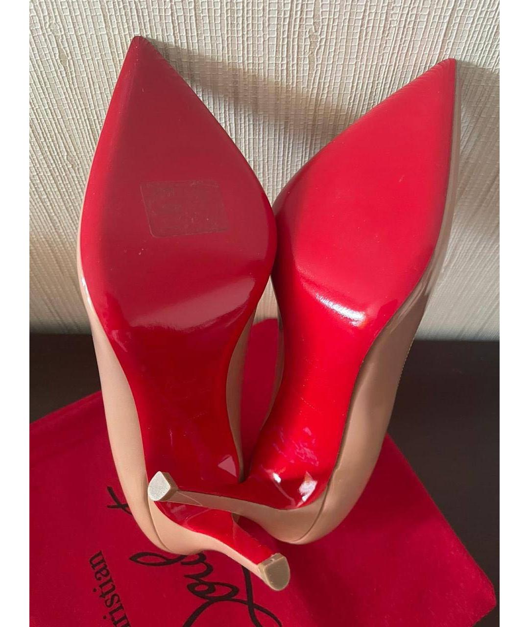 CHRISTIAN LOUBOUTIN Бежевые кожаные туфли, фото 3