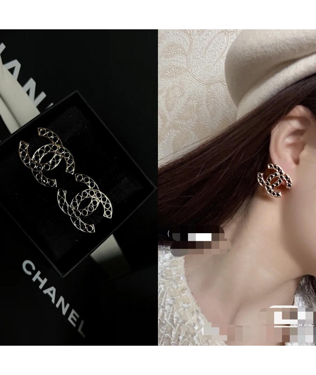 CHANEL Черные серьги, фото 4