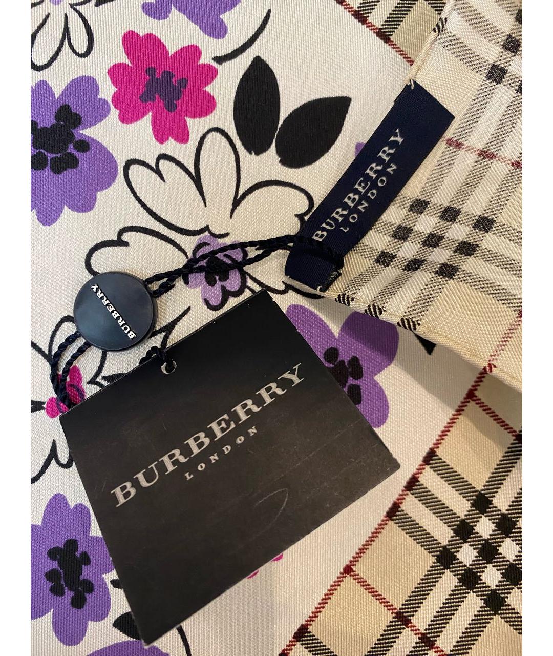 BURBERRY Бежевый шелковый платок, фото 2