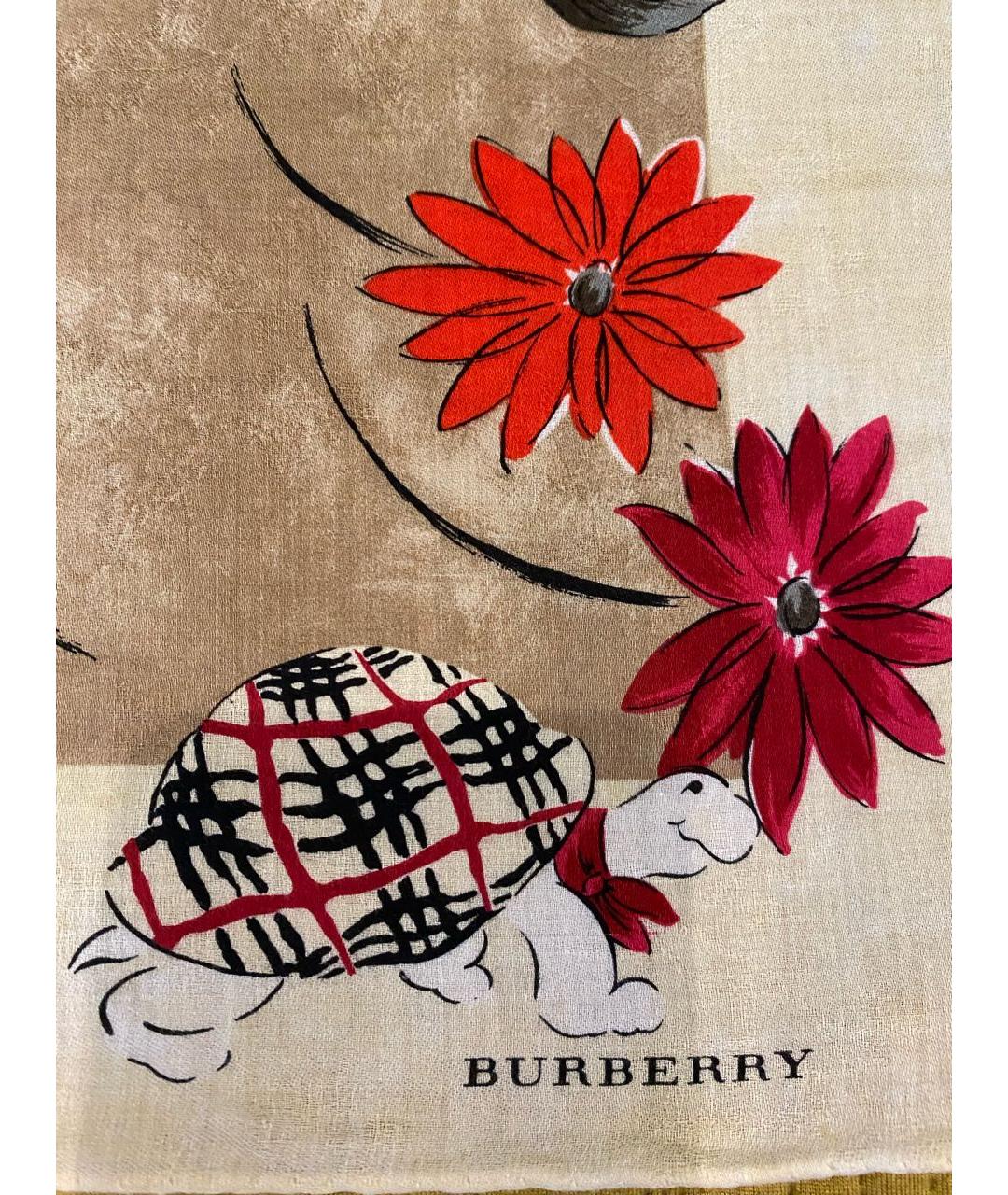 BURBERRY Бежевый шелковый платок, фото 3