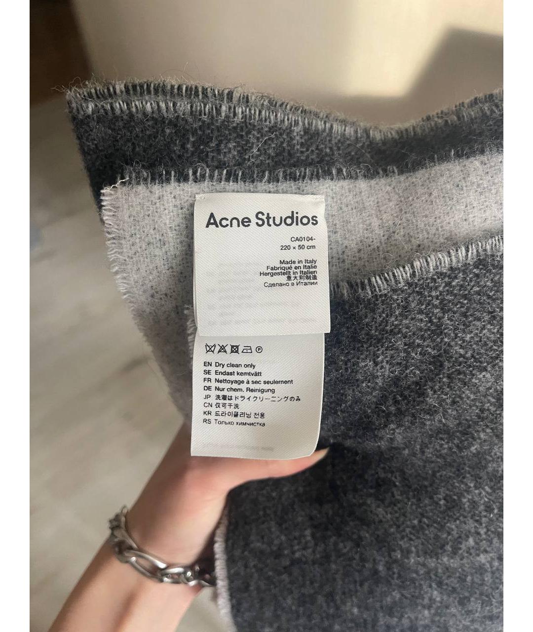 ACNE STUDIOS Серый шерстяной шарф, фото 3