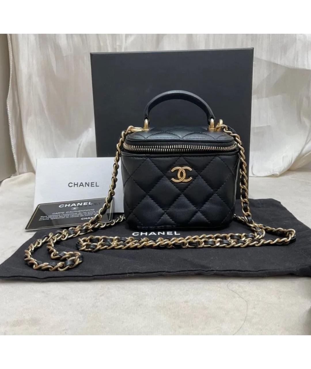 CHANEL Черная кожаная сумка с короткими ручками, фото 7