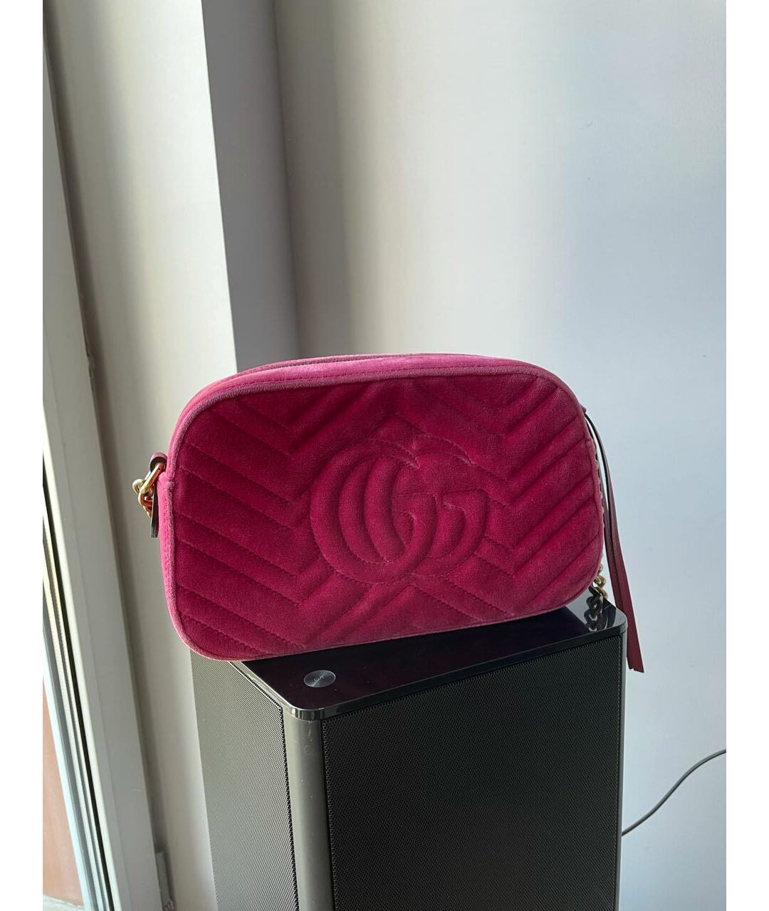 GUCCI Розовая бархатная сумка через плечо, фото 3