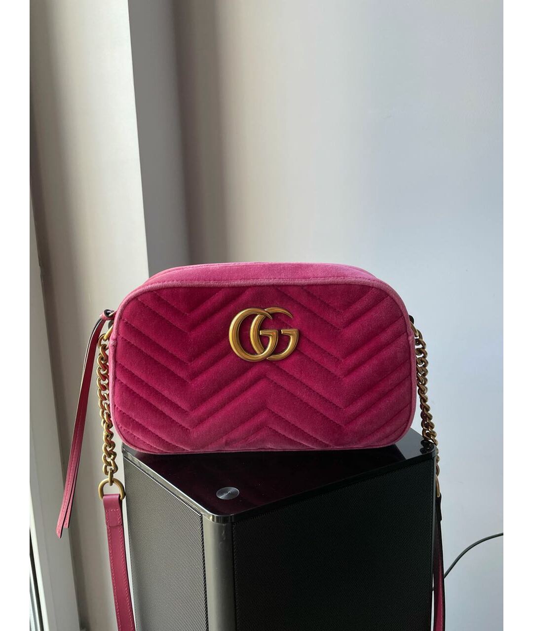 GUCCI Розовая бархатная сумка через плечо, фото 5