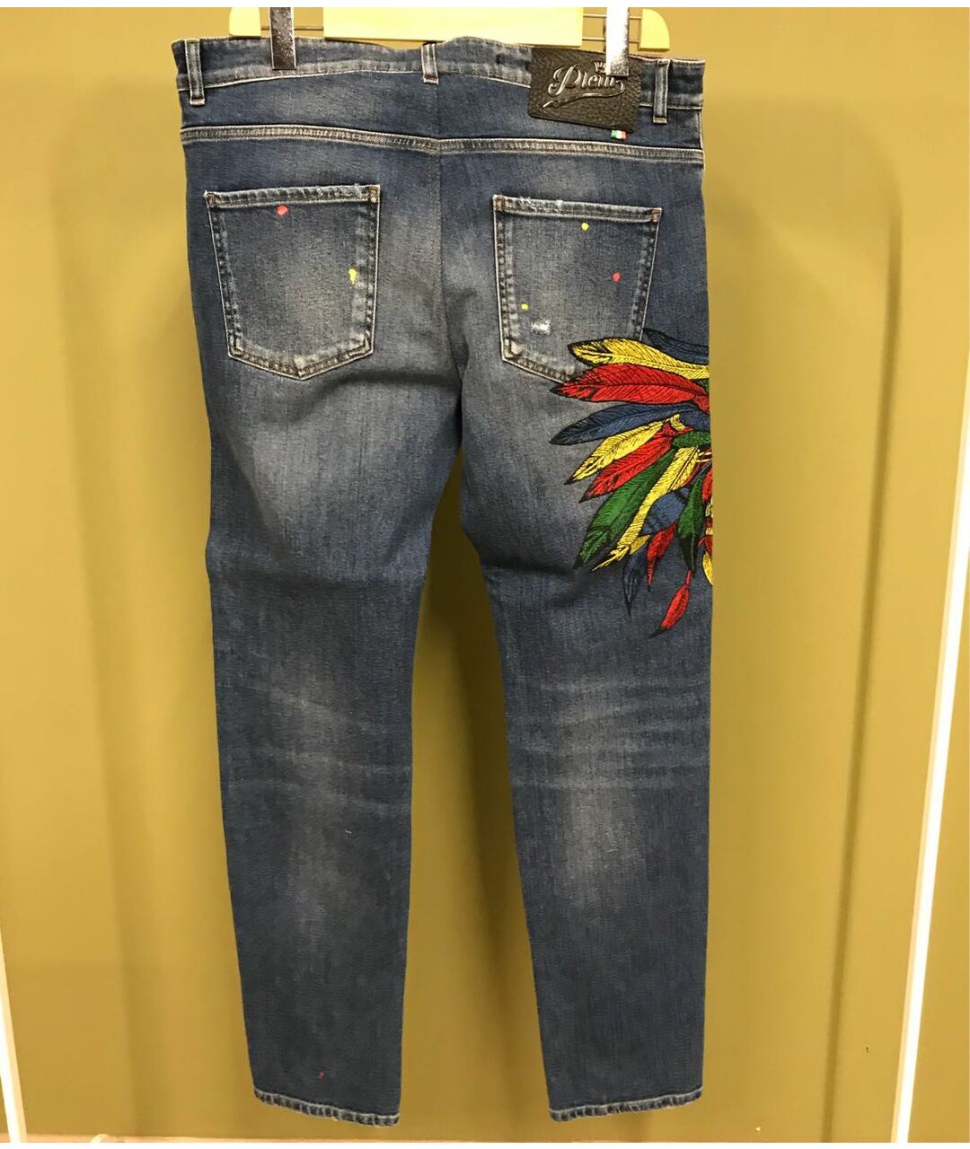 PHILIPP PLEIN Синие хлопковые прямые джинсы, фото 2