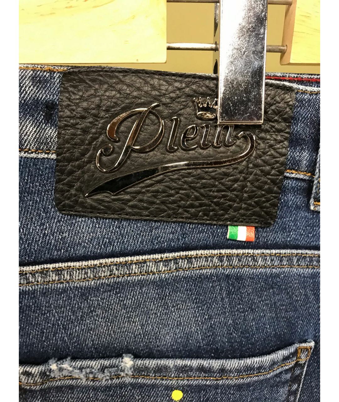 PHILIPP PLEIN Синие хлопковые прямые джинсы, фото 6