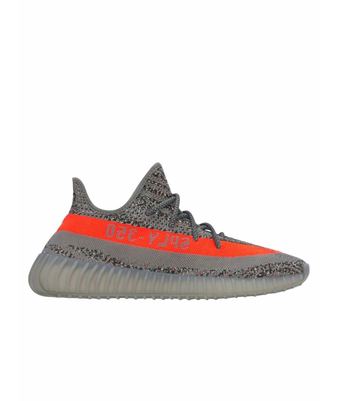 ADIDAS YEEZY Серые текстильные низкие кроссовки / кеды, фото 1