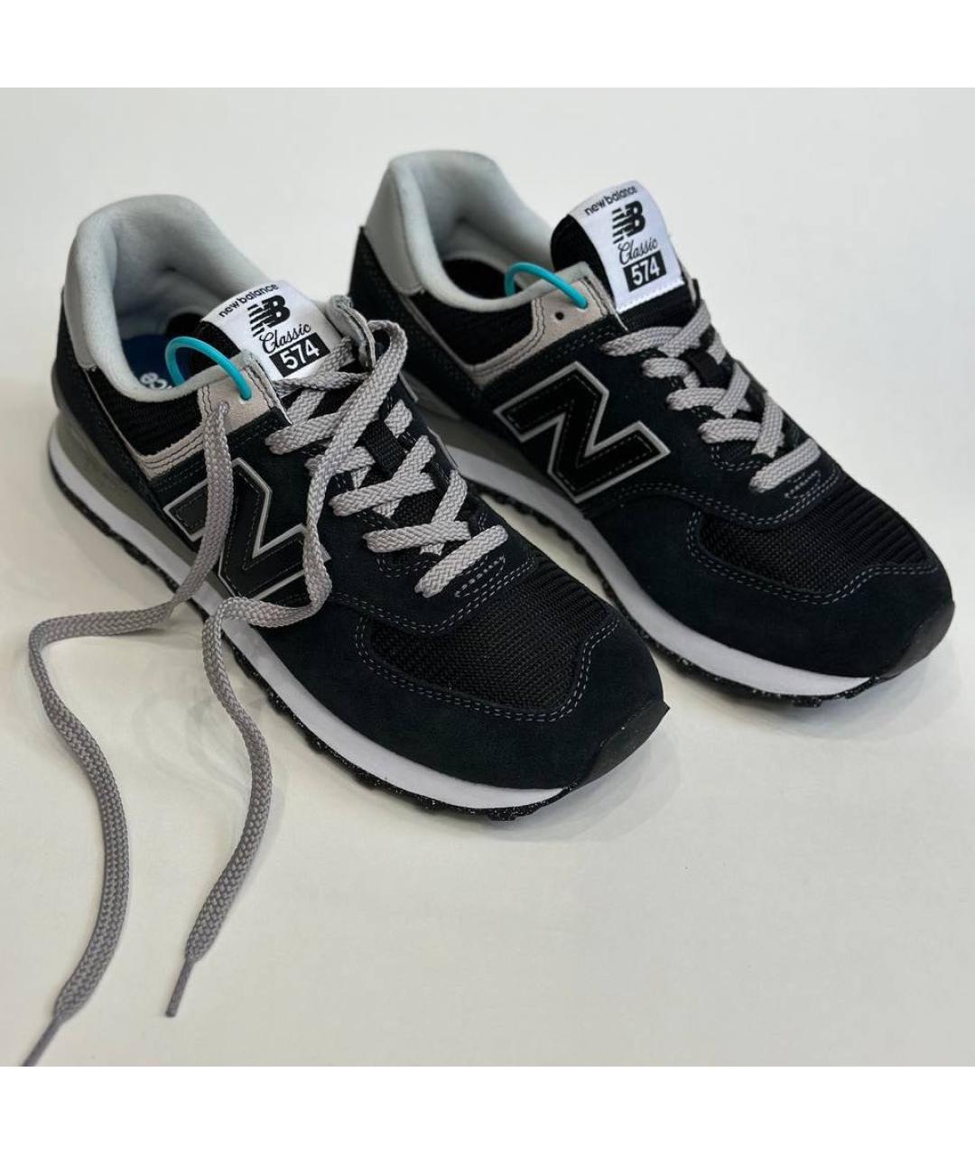 NEW BALANCE Черные замшевые низкие кроссовки / кеды, фото 2