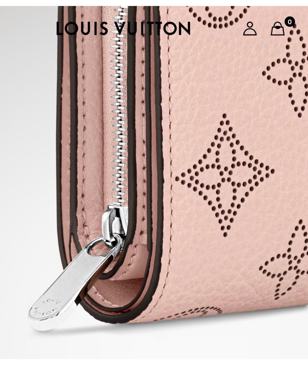 LOUIS VUITTON Розовый кожаный кошелек, фото 4