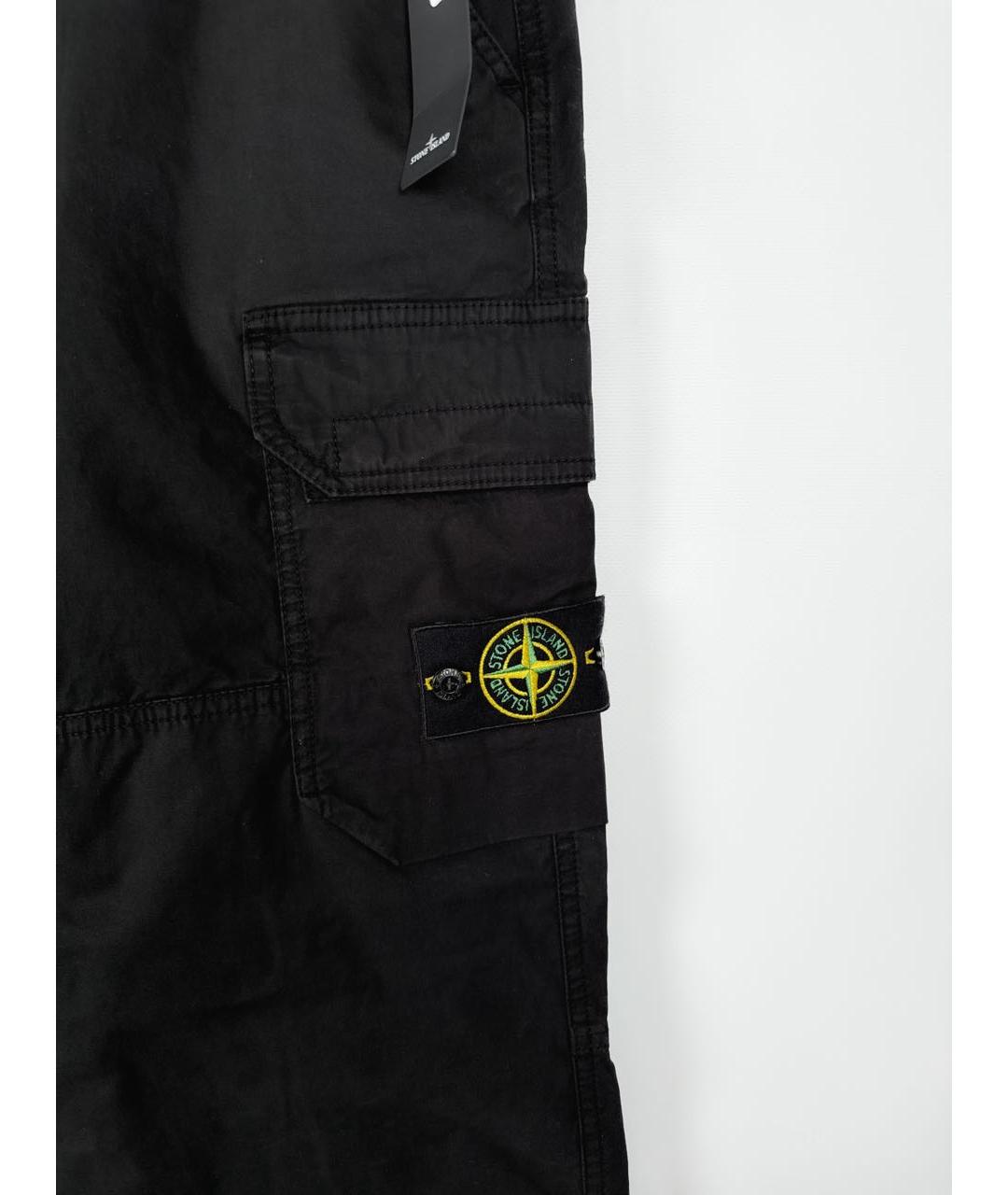 STONE ISLAND Черные хлопковые повседневные брюки, фото 3