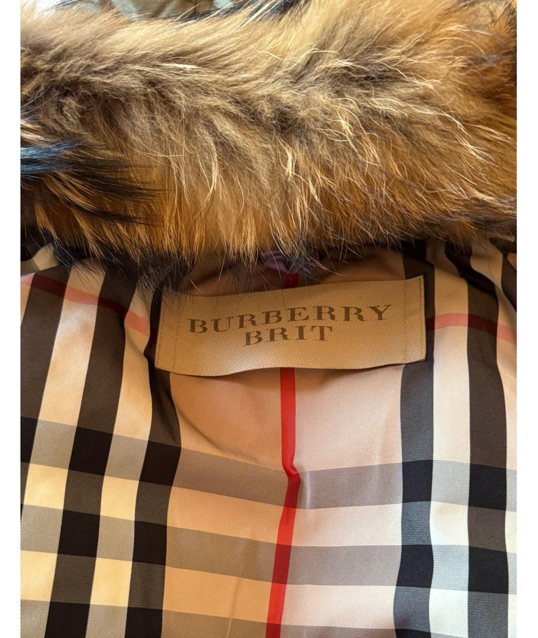 BURBERRY Хаки полиэстеровый пуховик, фото 4