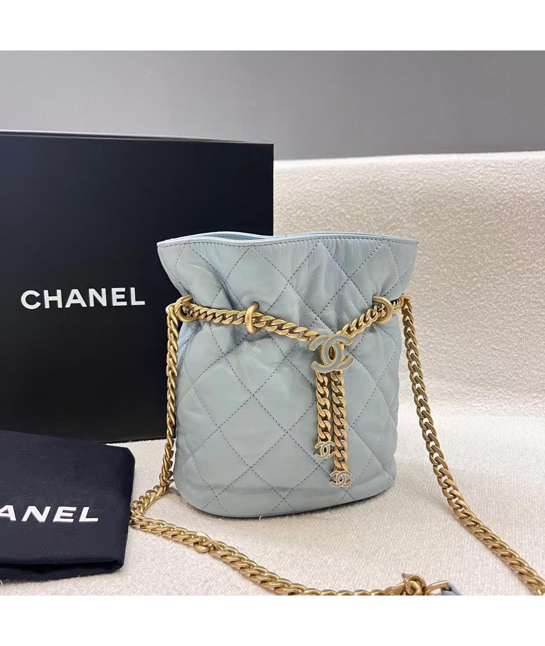 CHANEL Голубая кожаная сумка через плечо, фото 5