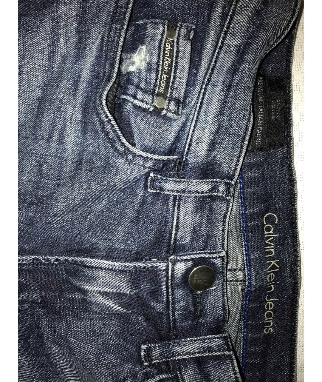 CALVIN KLEIN JEANS Синие хлопковые джинсы слим, фото 3