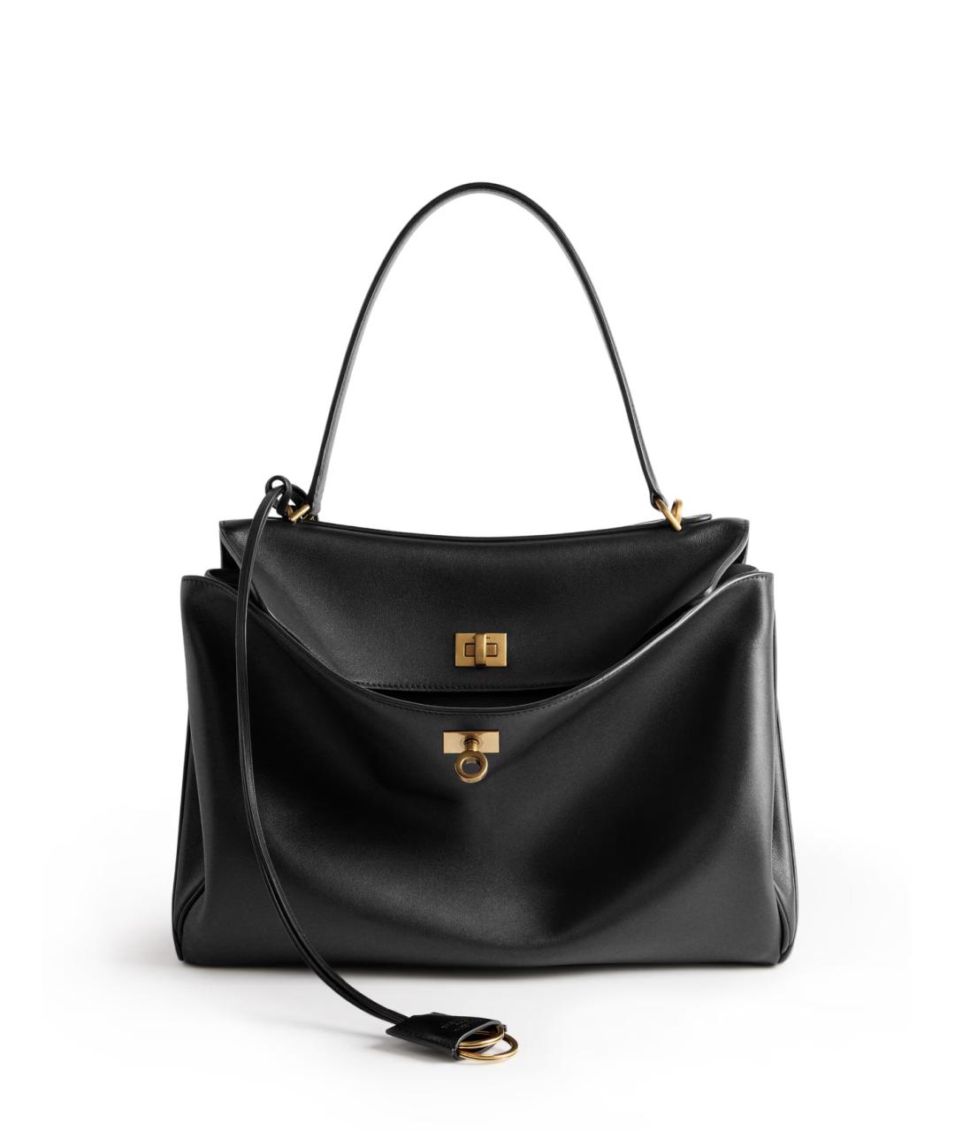 BALENCIAGA Черная кожаная сумка тоут, фото 1