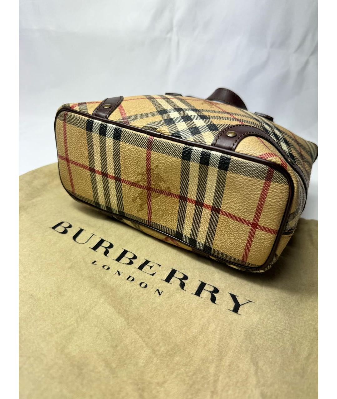 BURBERRY Горчичная кожаная сумка с короткими ручками, фото 5