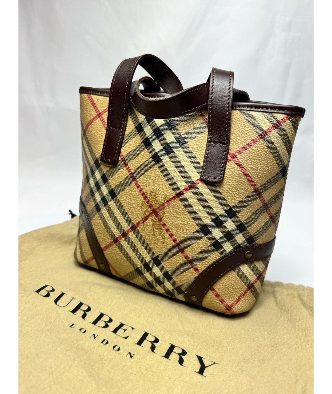 BURBERRY Горчичная кожаная сумка с короткими ручками, фото 2