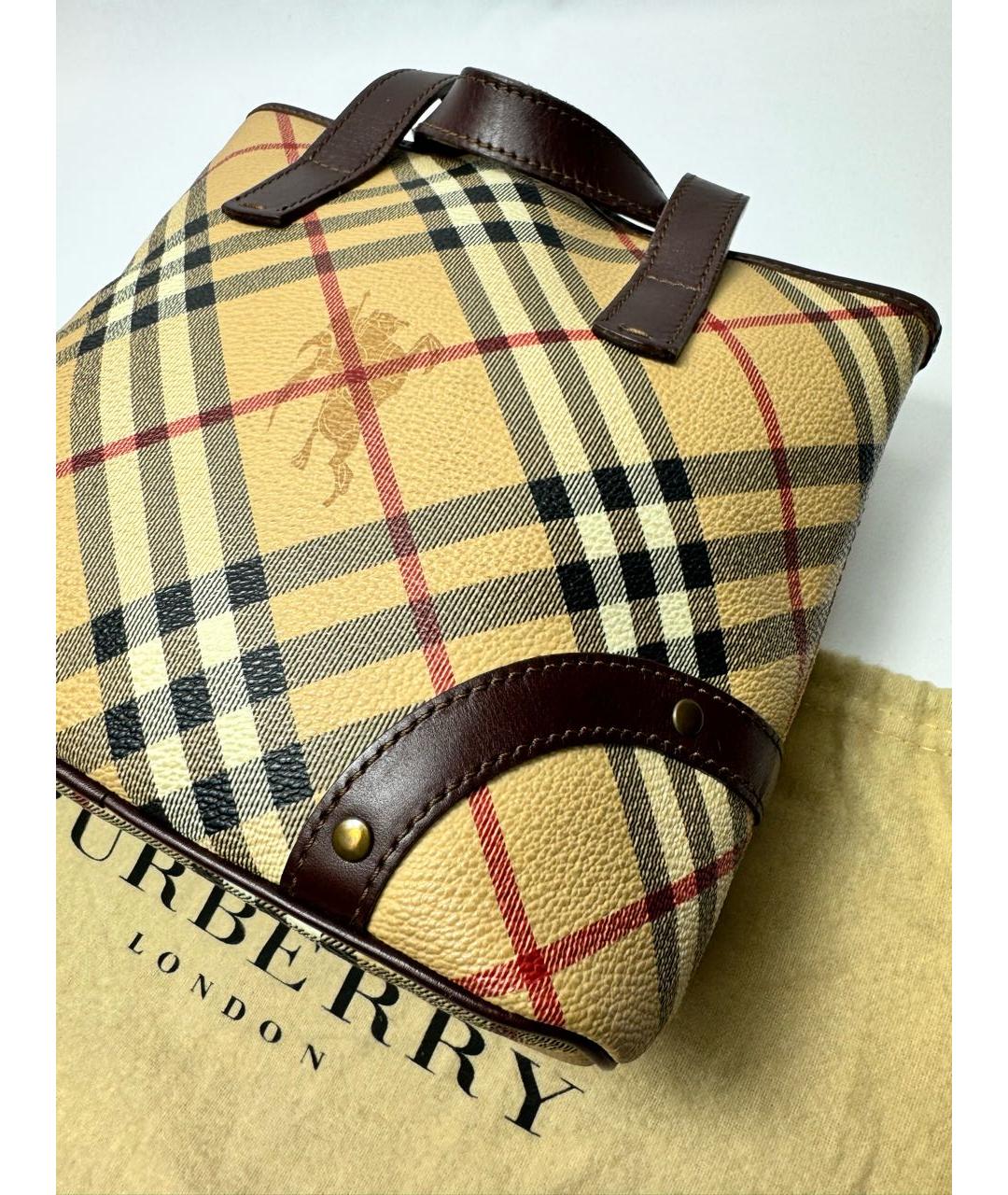 BURBERRY Горчичная кожаная сумка с короткими ручками, фото 6