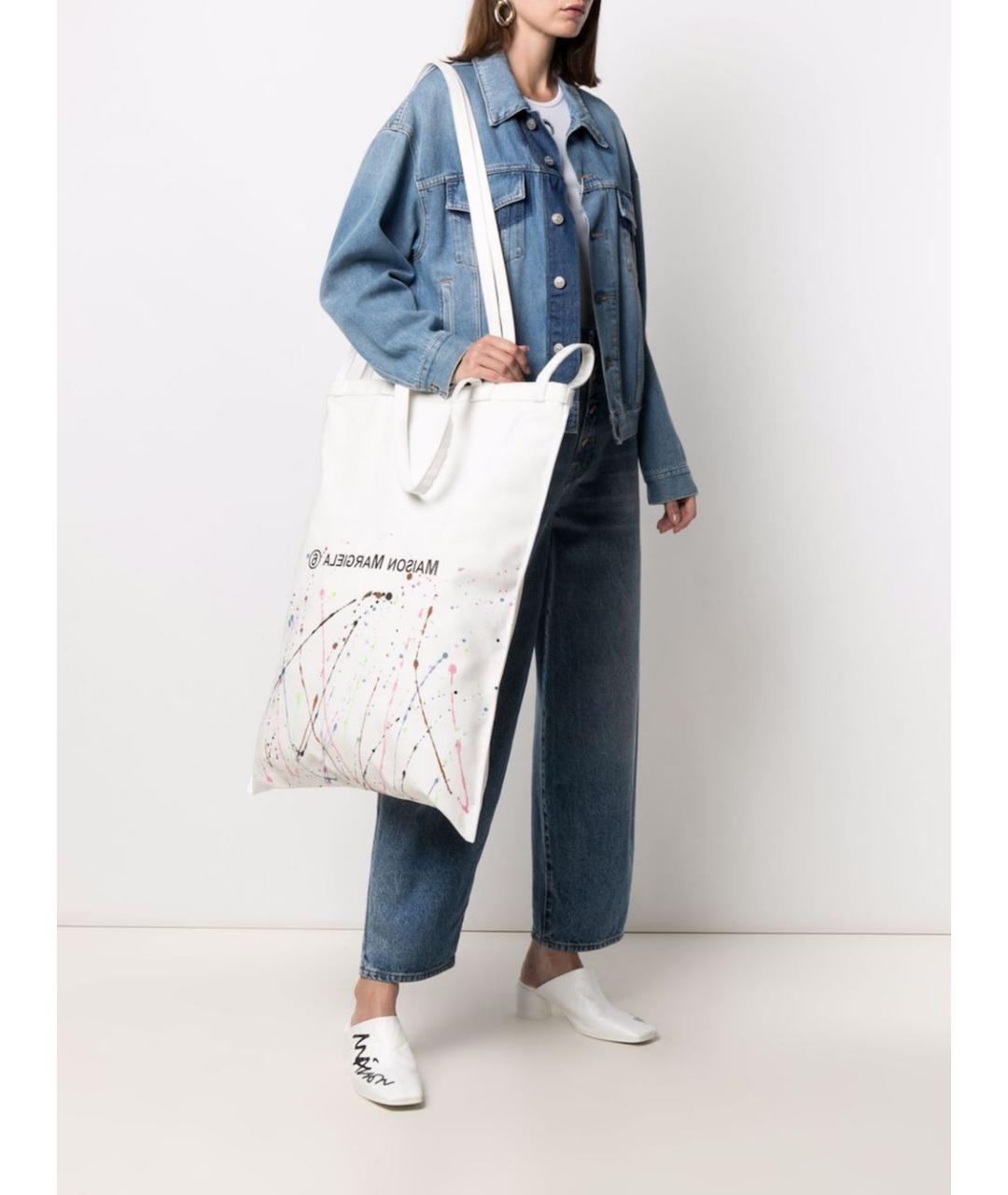 MM6 MAISON MARGIELA Белая хлопковая сумка тоут, фото 5