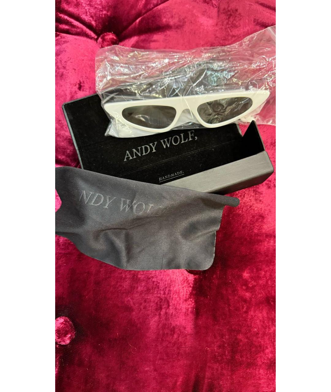 ANDY WOLF EYEWEAR Белые пластиковые солнцезащитные очки, фото 2