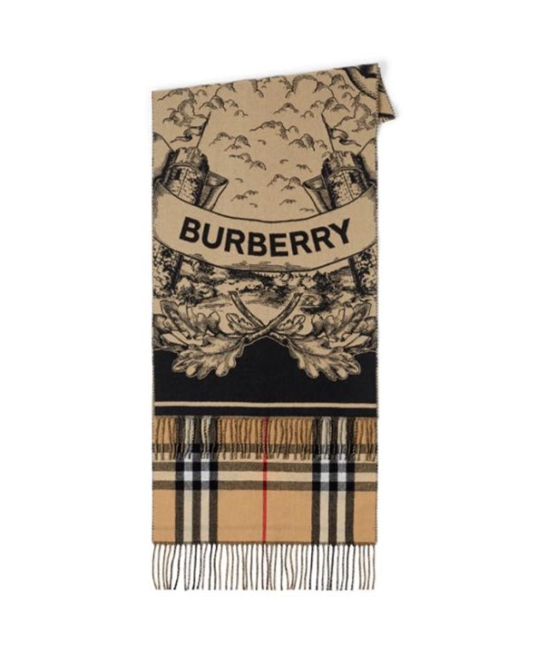 BURBERRY Бежевый кашемировый шарф, фото 5