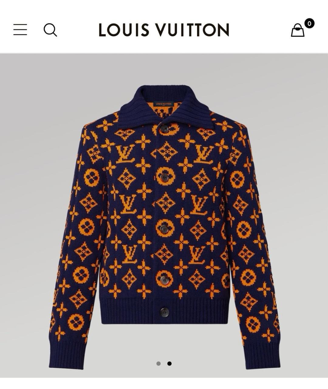 LOUIS VUITTON Темно-синий шерстяной кардиган, фото 2