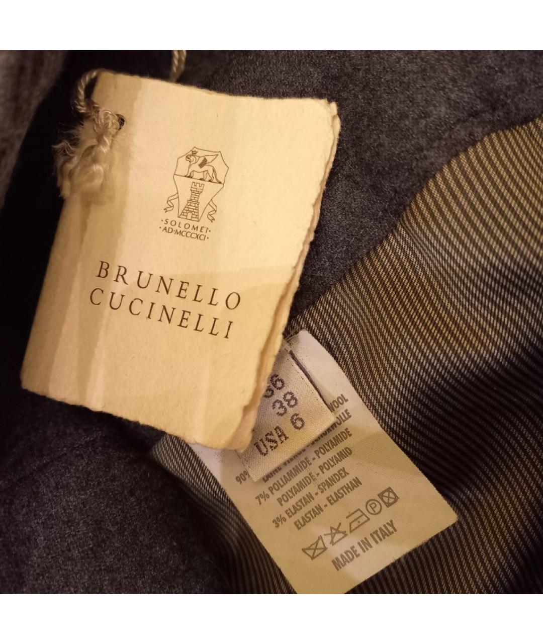 BRUNELLO CUCINELLI Антрацитовая шерстяная юбка миди, фото 7