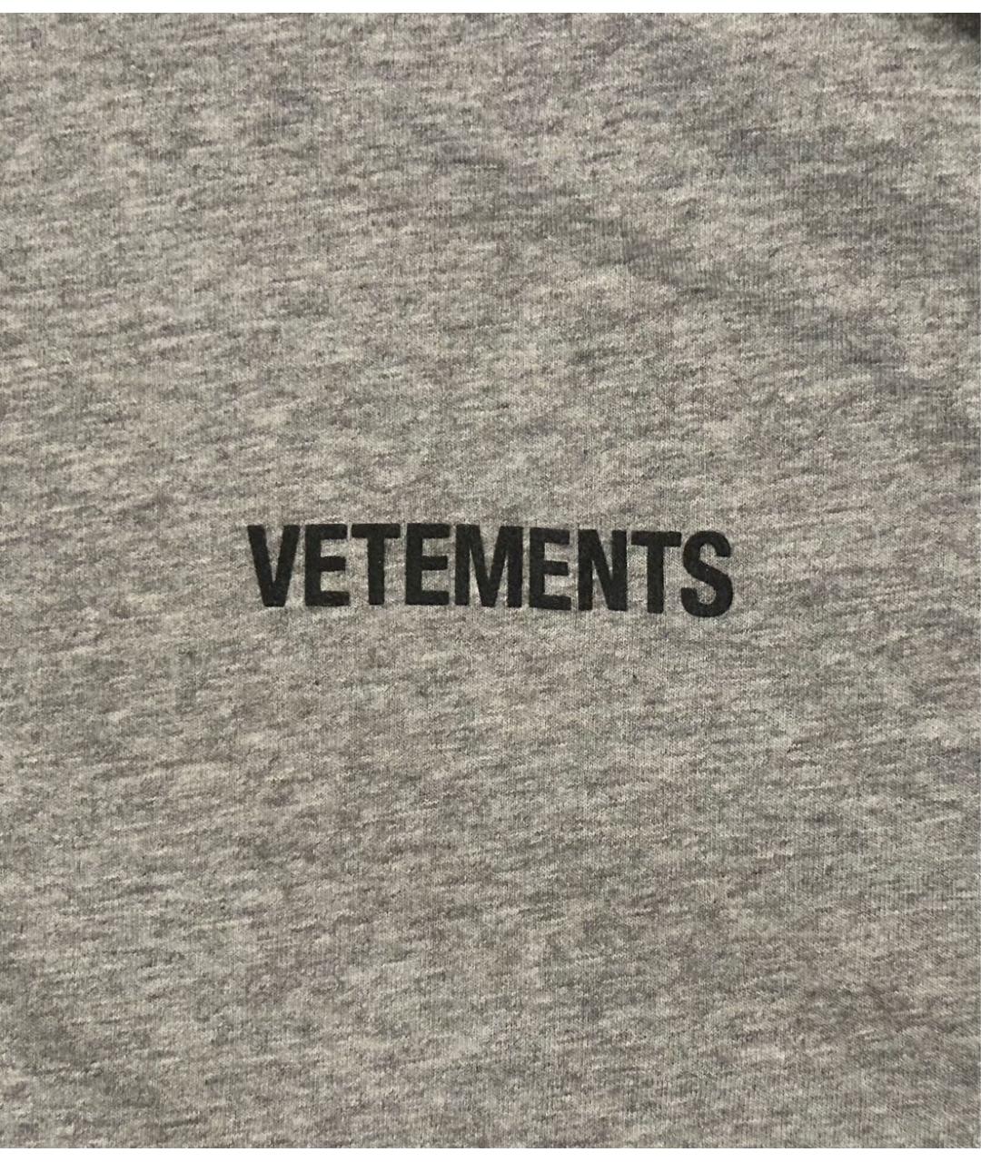 VETEMENTS Серая хлопковая футболка, фото 3