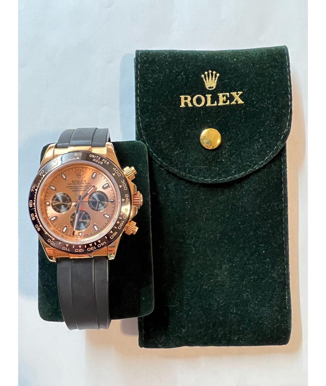 ROLEX Черные часы из розового золота, фото 4