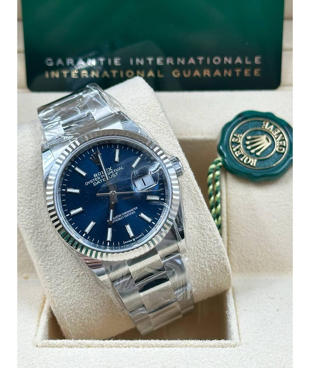 ROLEX Синие часы из белого золота, фото 3