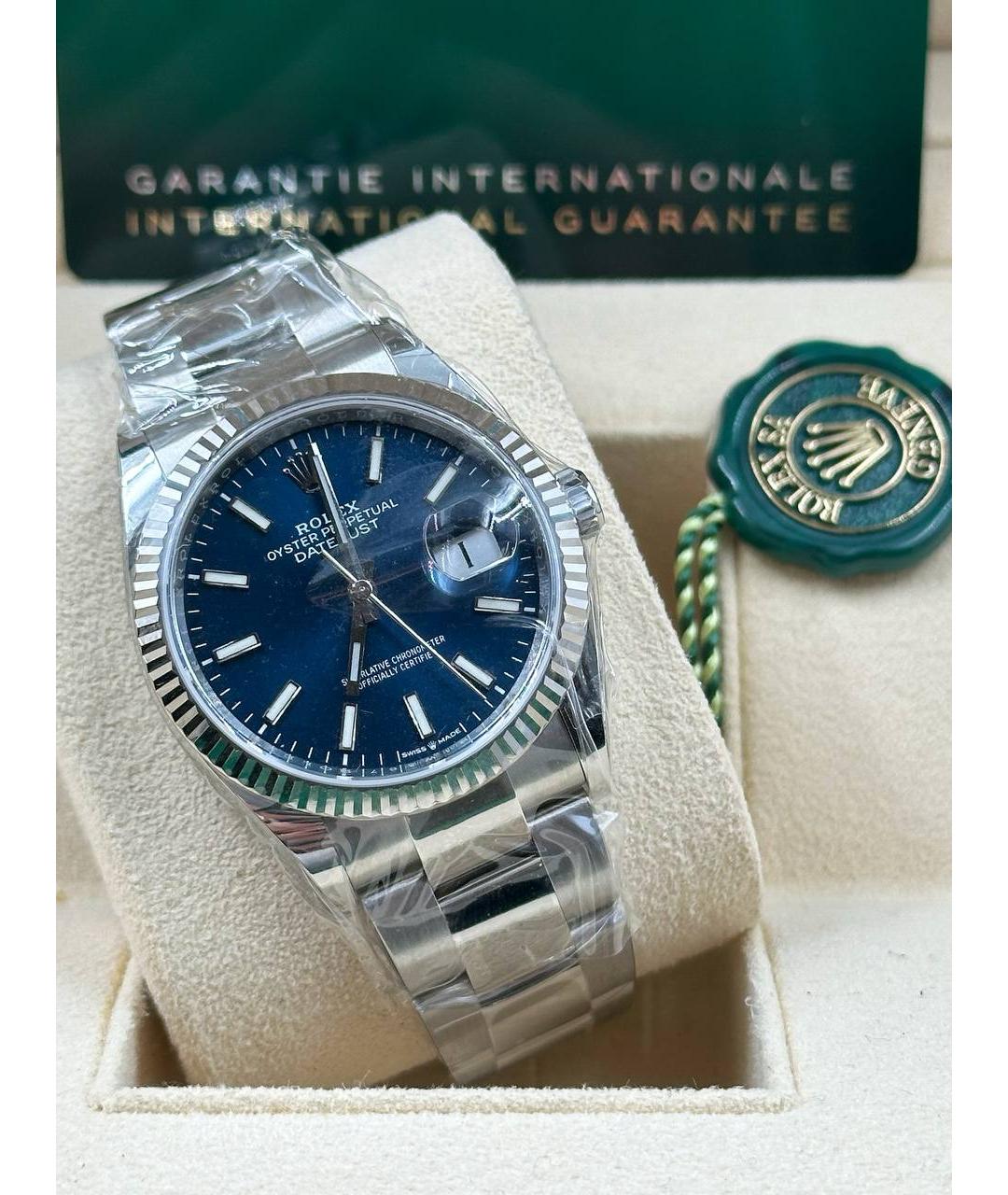 ROLEX Синие часы из белого золота, фото 4