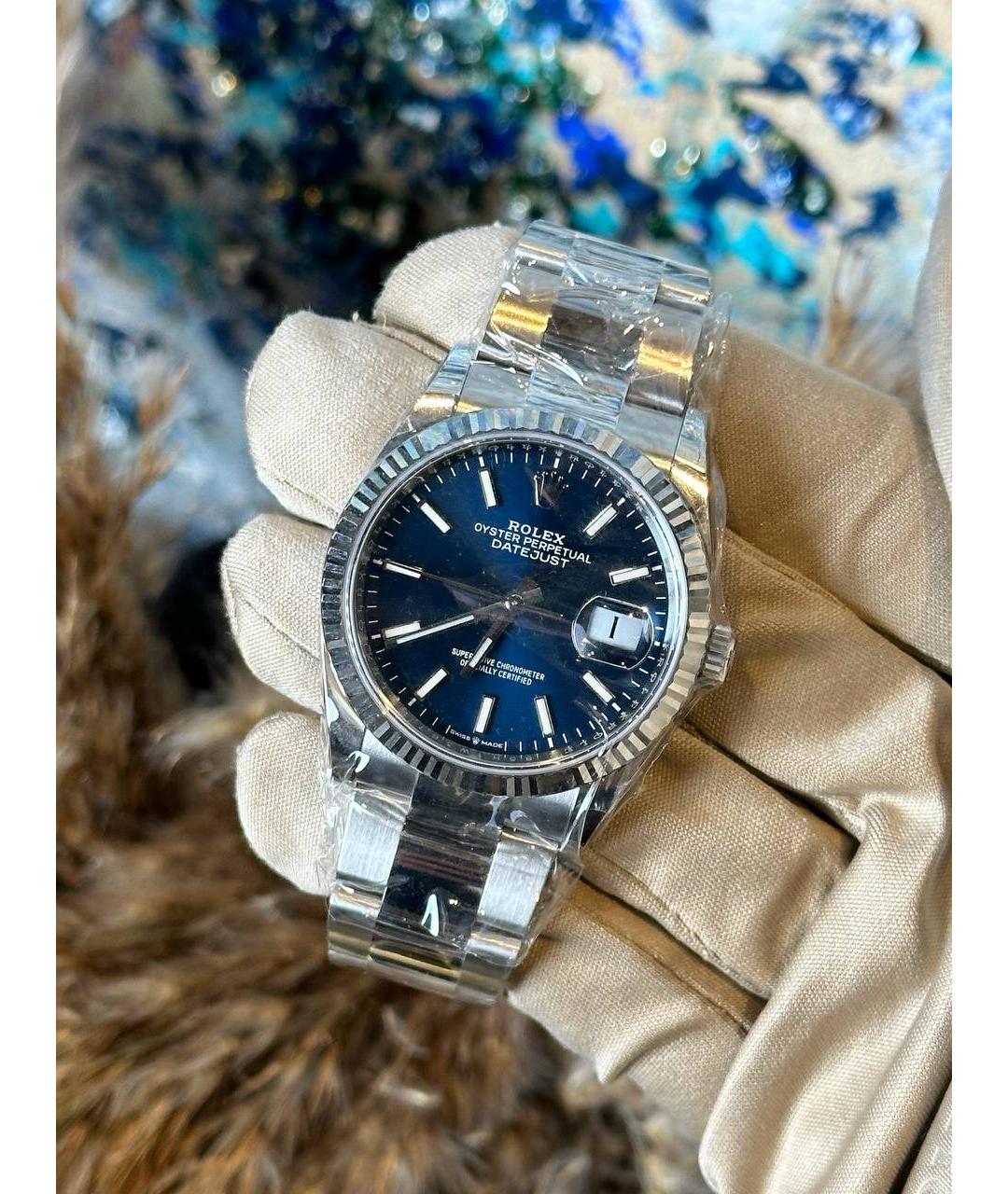 ROLEX Синие часы из белого золота, фото 2