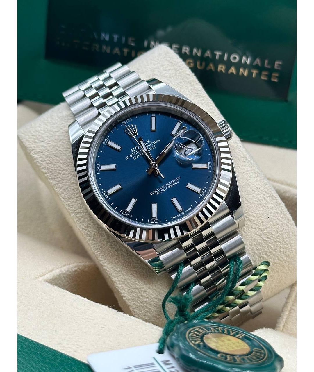 ROLEX Синие часы из белого золота, фото 3