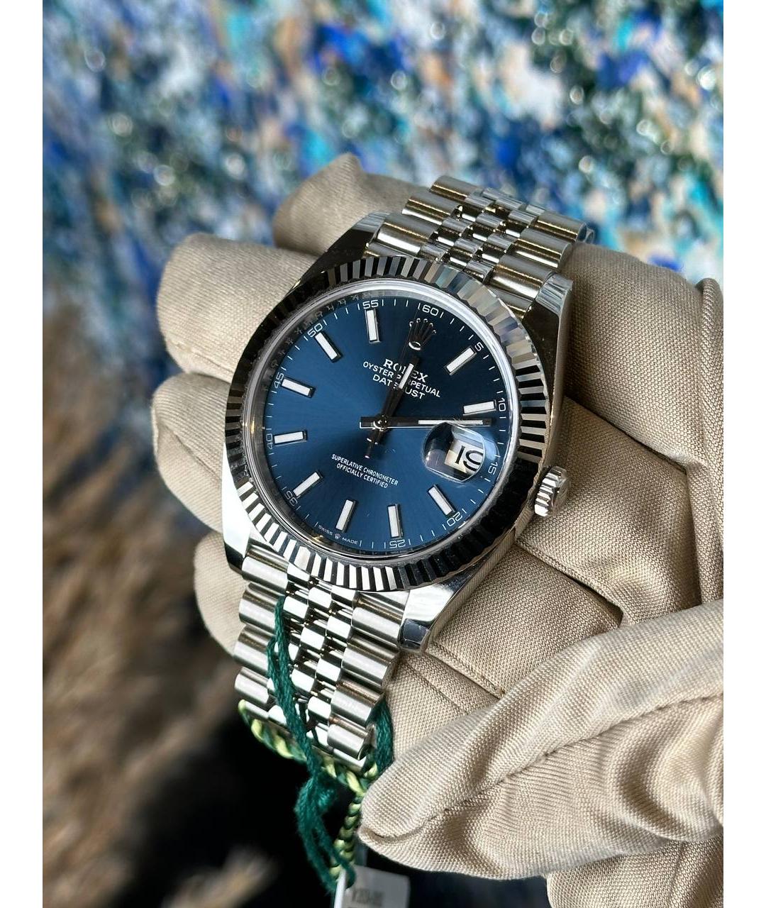 ROLEX Синие часы из белого золота, фото 2