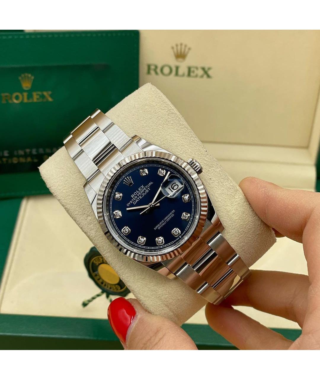 ROLEX Синие часы из белого золота, фото 2
