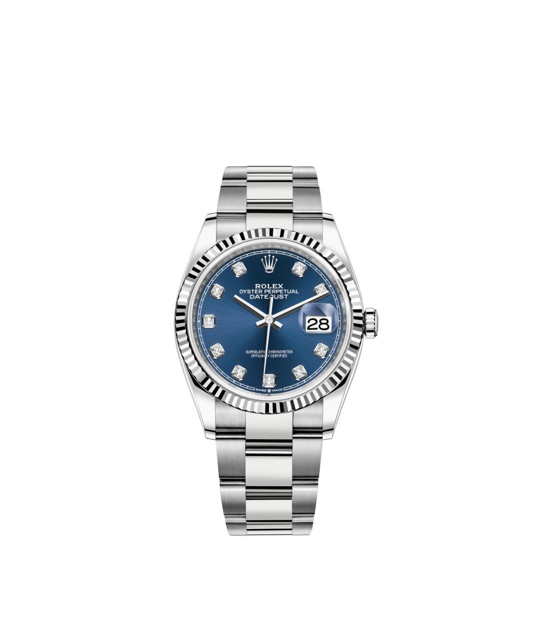 ROLEX Синие часы из белого золота, фото 1