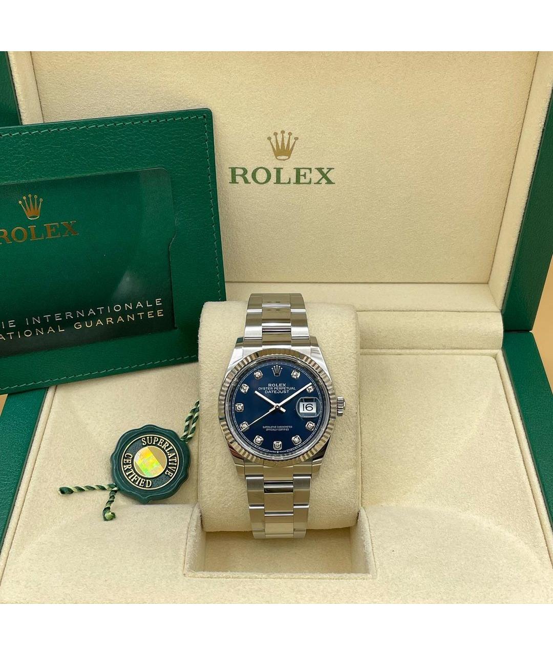ROLEX Синие часы из белого золота, фото 3