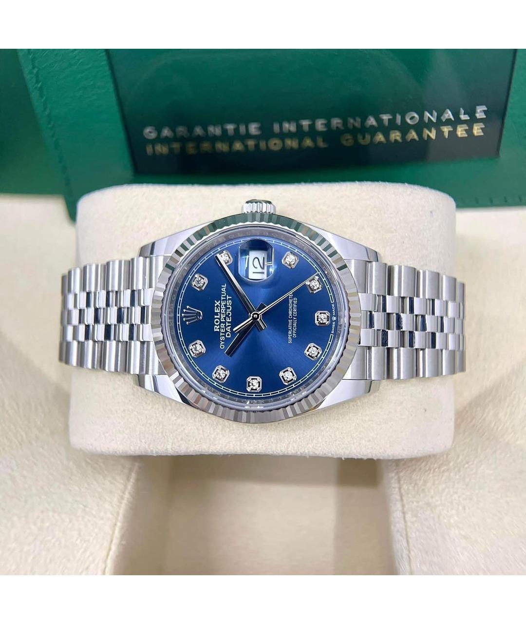 ROLEX Синие часы из белого золота, фото 4