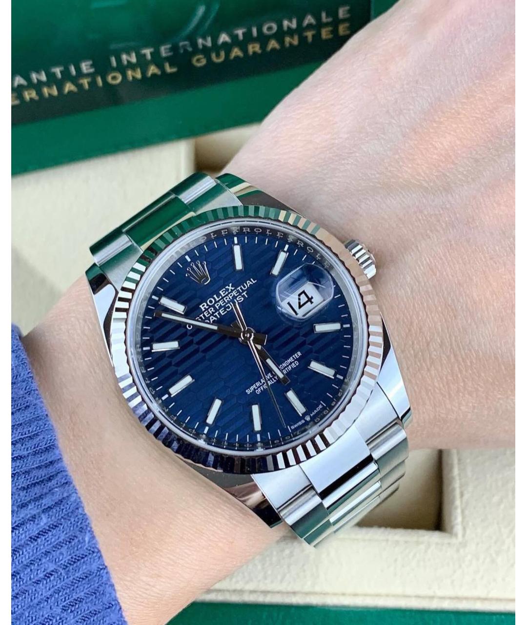 ROLEX Синие часы из белого золота, фото 5