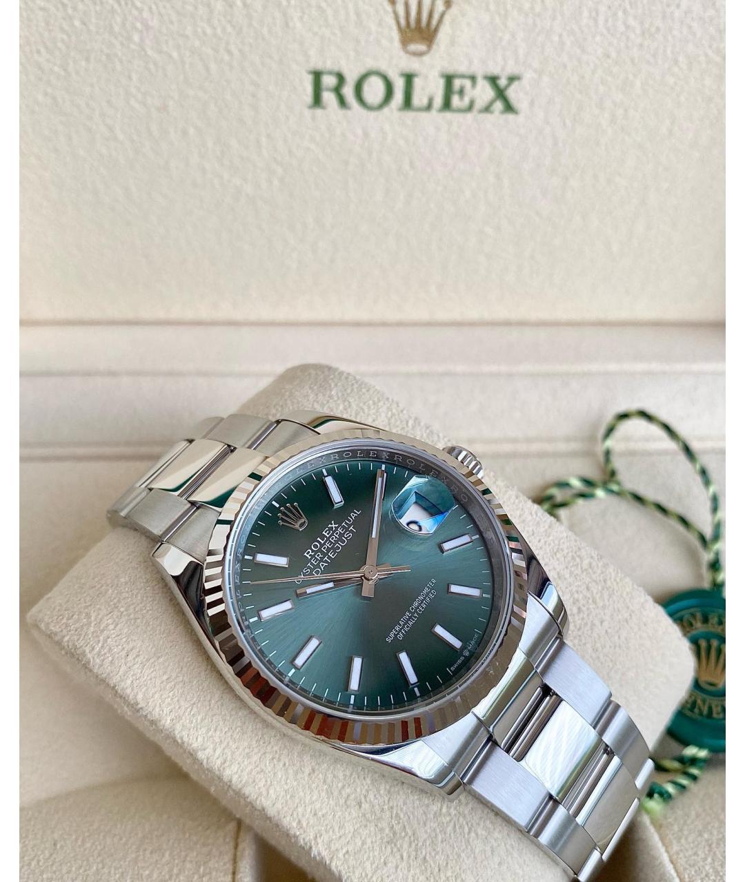ROLEX Зеленые часы из белого золота, фото 3
