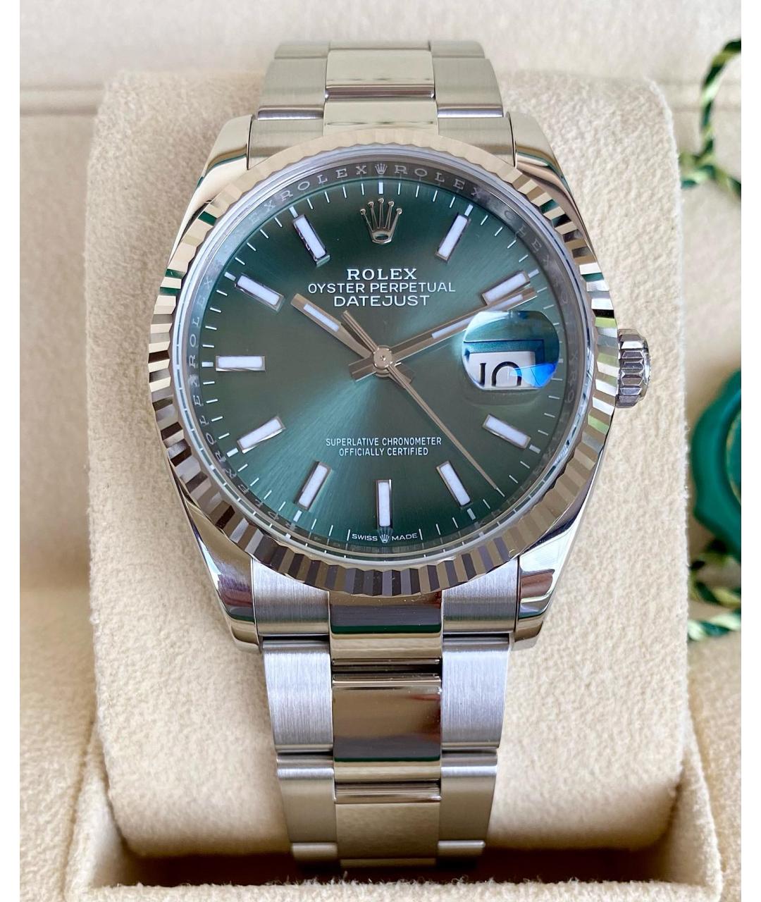 ROLEX Зеленые часы из белого золота, фото 2