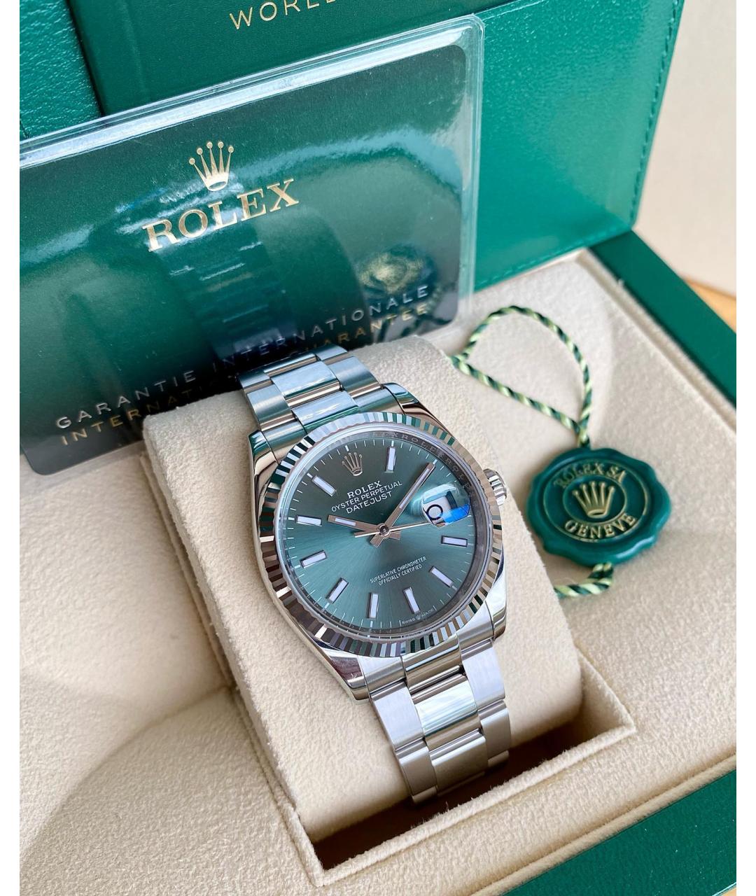 ROLEX Зеленые часы из белого золота, фото 5